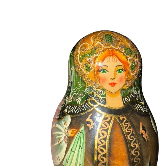 VINTAGE 5 Pc RUSSIAN‎ NESTING DOLLS SIGNED Paguohoba Russia Beautiful Hand Paint - Picture 4 of 16